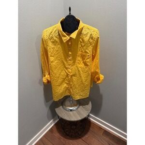 Tommy Hilfiger Yellow Textured Floral Long Sleeve Shirt XL